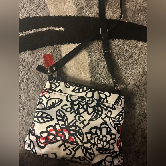 Coach Black and Red Floral Shoulder Bag - Picture 2 of 2